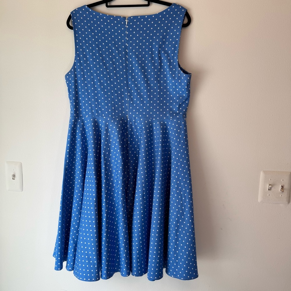 Grace Karin Blue Polka Dot Dress Circle Skirt Wedding Guest Office  Date #0007 - Picture 3 of 15